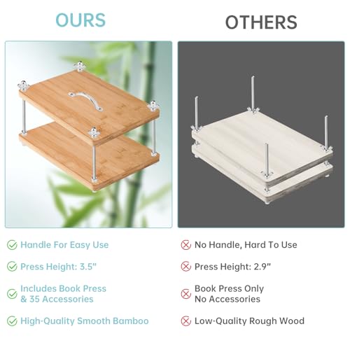 NiHome 35 PCS Book Binding Kit, Bamboo Book Press, Portable Handle for DIY | Bookbinding Tools & Supplies With Waxed Thread, Bone Folder, Awl, Cloth For Beginners Notebook Repair & Crafts