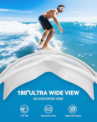 Aegend New Adult Wide View Swim Goggles, Anti-Fog/UV No Leak Swimming Goggles with Ear Plugs for Men & Women - color: Clear White & Clear Black
