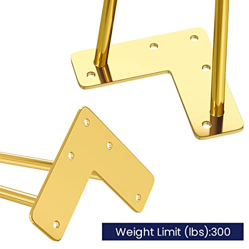 SMARTSTANDARD 12 Inch Hairpin Furniture Legs, Gold Set of 4PCS - color: Gold, size: 12 Inch