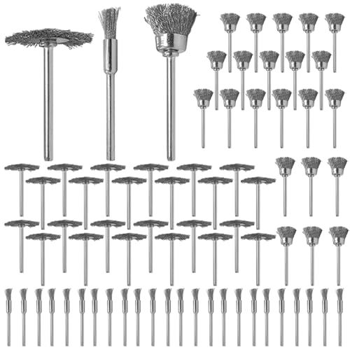 75Pcs Wire Brushes Set Steel Wire Brush Polishing Wheels Full kit 1/8" Shank Accessories for Rotary Tools