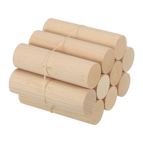 PATIKIL 1-1/5 x 4 Inch Dowel Rods Wood Sticks Unfinished Round Dowels 10pcs - size: 1-1/5"x4"