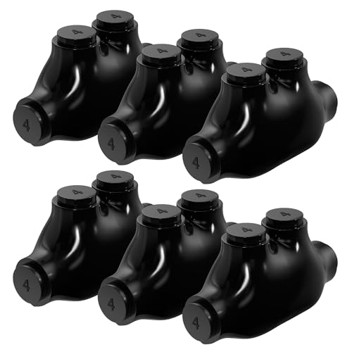 RVBOATPAT 6 Pack Insulated Inline Splice Connector 4-14 AWG Aluminum to Copper Wire Connectors 5/32" Slotted Allen Hex Black Electrical Cable Connectors - color: 4-14 AWG