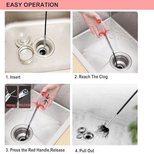 118.1 Inch Drain Snake Drain Clog Remover Flexible Grabberable Pick Up Cleaning Tool Reacher Claw Stick, Drain Auger Grab Trash Hairs from Drain,Sink,Bathroom Tub Toilet Hose - style: 118.1