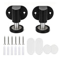 Magnetic Door Stopper 2 Pack Zinc Alloy Adhesive Screw Mount Black