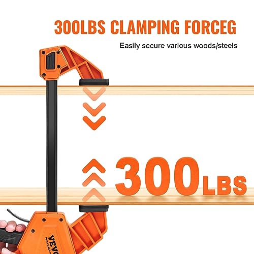 VEVOR Bar Clamps for Woodworking, 2-Pack 24" One-Handed Clamp/Spreader, Quick-Change F Clamp with 300 lbs Load Limit, High-strength Plastic and Carbon Steel, Wood Clamps for Woodworking Metal Working - size: 24"(2 Pack), style: Quick Grip