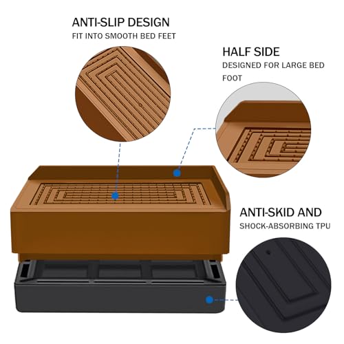 ANNKUT Furniture Risers 1.5 inch, Rectangle Adjustable Risers Blocks for Bed Sofa Table and Couch Lifting，Heavy Duty Support Up to 1,300 Lbs (4 Pack-Brown) - color: 1.5 Inch-brown(rectangle)