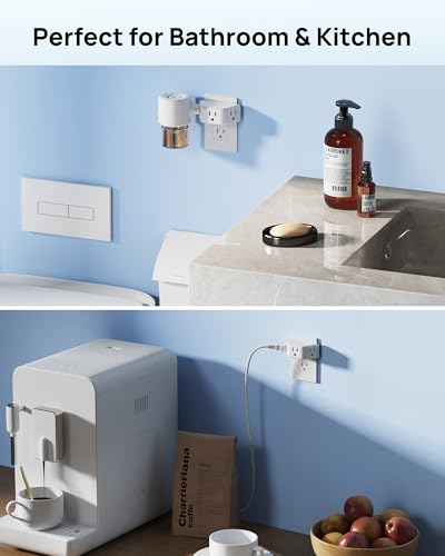TROND Outlet Extender, 3 Way Angled Outlet Splitter for Bathroom Kitchen - color: White, size: 3AC-3 Prong Plug, 1 Pack