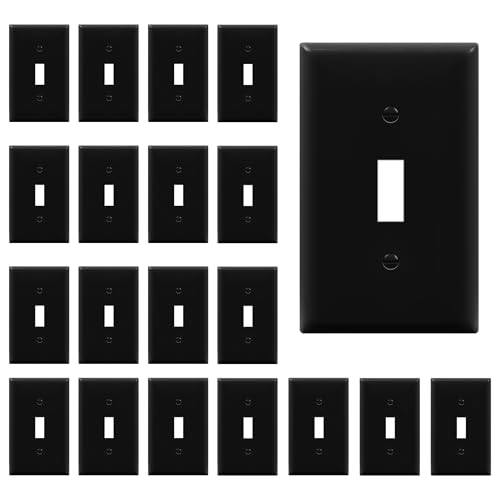 ENERLITES Toggle Light Switch Wall Plate, Gloss Finish, Standard Size 1-Gang 4.50" x 2.76", Unbreakable Polycarbonate Thermoplastic, 8811-BK-20PCS, Black (20 Pack) - color: Black, size: 20 Pack