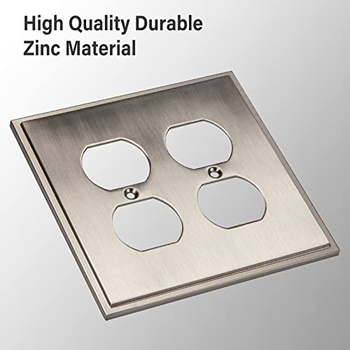 Henne Bery Soft Modern Decorative Wall Plate Switch Plate Outlet Cover (Double Duplex, Satin Nickel) - style: Double Duplex