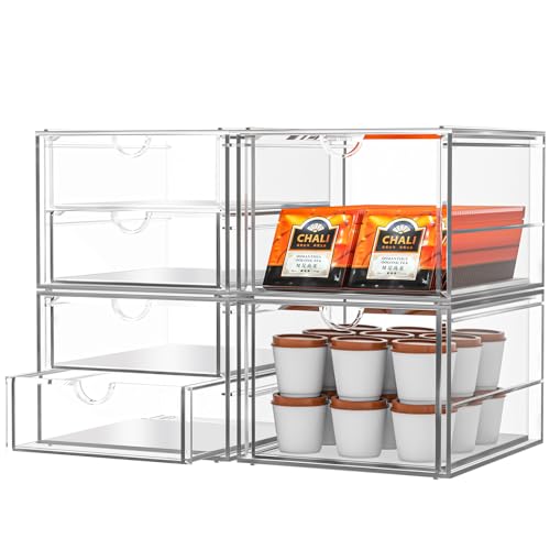 caktraie 4-Pack Acrylic 6-Drawer Office & Makeup Storage Organizer,Desk - size: 6 Drawers
