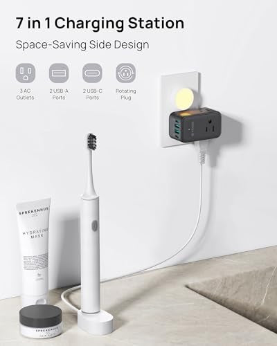 TROND 2 Pack Outlet Extender USB, 3 Way Plug Adapter with 360 Rotating Plug - color: Black, size: 3 Prong-2 Pack