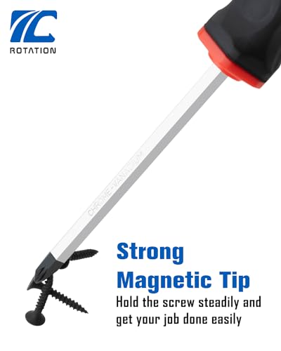 ROTATION 12pc Magnetic Screwdriver Set with Go-Thru Steel Blades - color: 12pc Red & Blue