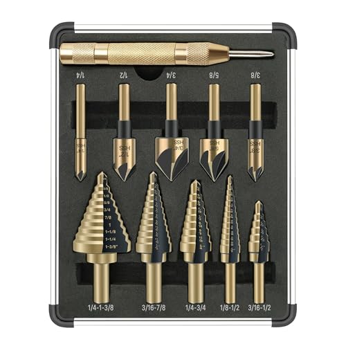 5 Pack Step Drill Bit & 5 Pack Countersink Drill Bit Set - style: 11PC