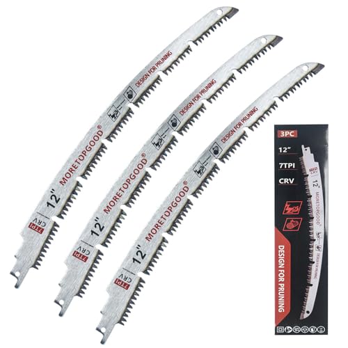 12 Inch Arc Edge Reciprocating Saw Blade with U-Groove Chip Removal Design, 7TPI Japanese Teeth with Arc-Curved Saw Blades for Wood Pruning, Tree Trimming & Wood Cutting, 3‑Pack - size: 12 Inch