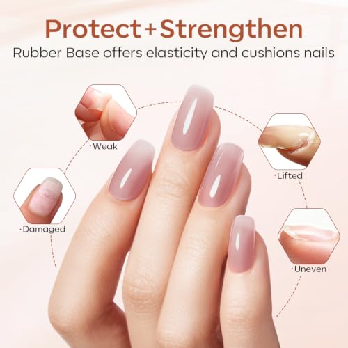modelones Skin Tone Rubber Base Gel Polish Set 6 Color Builder Nail Gel - color: Natural Nude Base