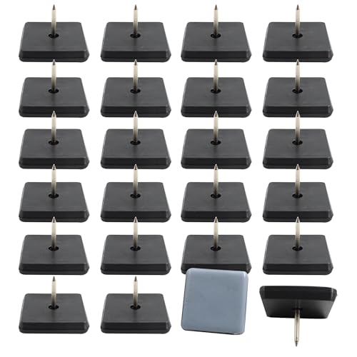 24pcs 1" Nail on Furniture Glides Sliders for Wooden Furniture, Furniture Sliders Pads Square Teflon Furniture Glides Floor Protectors PTFE Moving Furniture Glides - size: 1x1"-24pcs