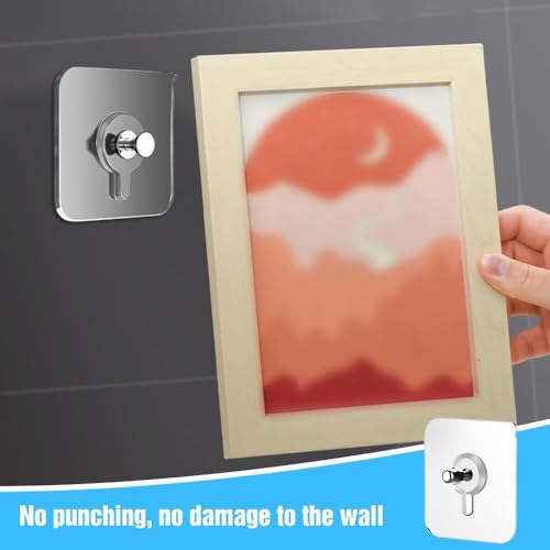 Self-Adhesive Wall Hooks for Picture Frames – No-Drill Heavy-Duty Seamless Hanging Hooks for Home Décor, Photos, Mirrors & Artwork – Damage-Free Wall Mounting Hook (20)