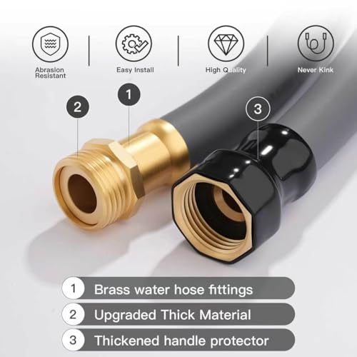 Garden Hose 5/8"x 5ft Brass Rubber Heavy Duty Water Hose 600 PSI Grey - color: Gray, size: 5FT