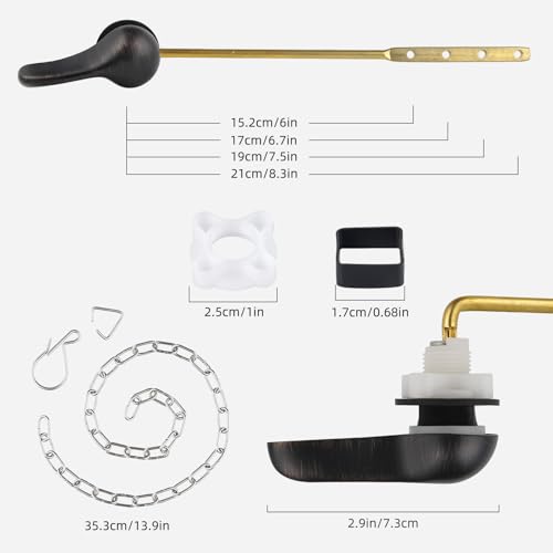 iFealClear Universal Metal Toilet Handle Replacement Kit, Front Mount Toilet Tank Flush Lever with Stainless Steel Chain, Fits Most Toilets, Oil Rubbed Bronze - color: Oil Rubbed Bronze, style: Front Mount Design