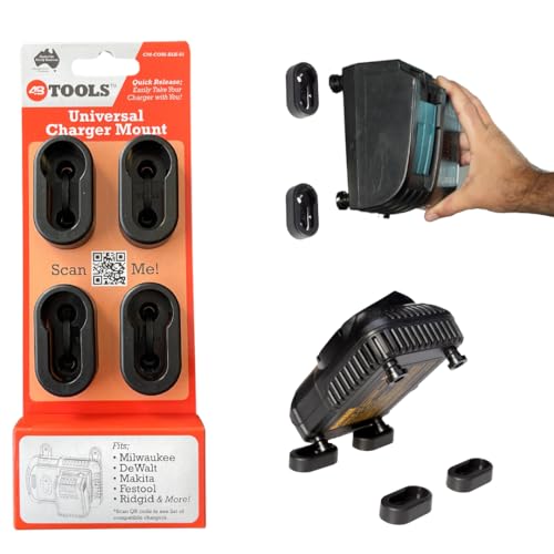 48 Tools The Original Universal Charger Mounts - Wall-Mounted, Portable Charging Solution for Power Tool Chargers Suit Milwaukee, Makita, DeWalt and More
