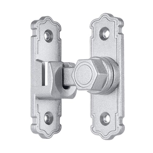 Silvery 90/180 Degree Barn Door Latches,Aluminum Alloy Flip Latch - color: Silvery