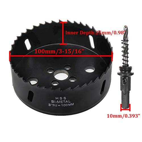 BI -Metal Hole Saw 100mm/3-15/16" Dia Cutting Dia Hole Drilling Cutter - color: black, size: 3-15/16"