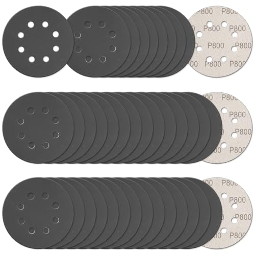 100Pcs 5 Inch Sanding Discs Hook & Loop 8-Hole Wet Dry Sandpaper 800 Grit - style: 100Pcs 800 Grit