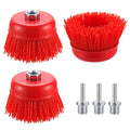 4” Nylon Filament Brush 3 Pack, 4 Inch Abrasive Nylon Bristle Cup Brushes