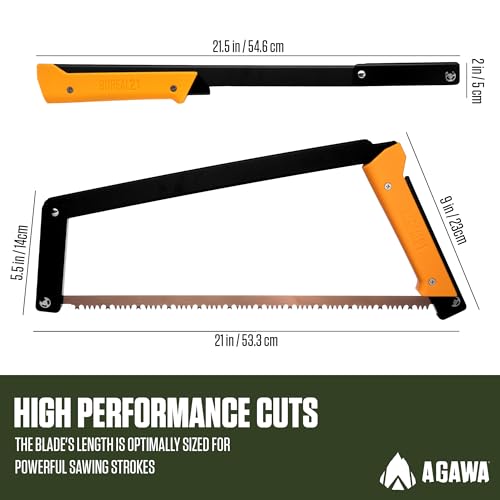 AGAWA - BOREAL21 Backwoods Kit - Includes 21" Folding Saw, Leather Sheath, 21" All-Purpose & 21" Aggressive Saw Blade - For Camping, Hunting & Survival Kit (Black Frame/Yellow Handle) - size: 21" Inch