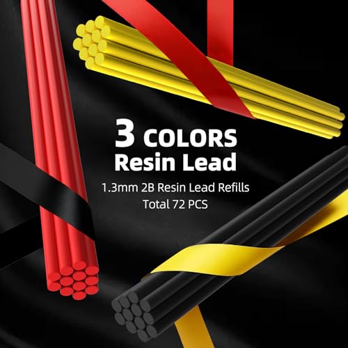 WUO 1.3mm Mechanical Pencil Set, 3 Pack Metal Mechanical Carpenter Pencils - color: 3 color
