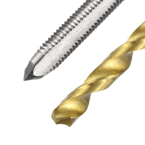 uxcell Metric Tap & Drill Bit Set, 2pcs M3 x 0.5 Straight Flute Thread Taps and 2pcs 3mm Twist Drill Bits Titanium Coated, HSS6542 Screw Tapping Threading Tools - size: M3 x 0.5 + 3mm