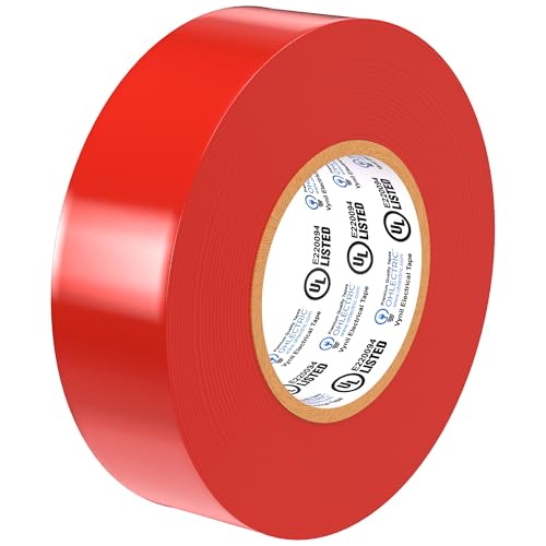 OHLECTRIC Professional Grade Vinyl Electrical Tape (1 Pack) Red - 7 Mil Thick Flame-Retardant, Heat & Weather Resistant 3/4 Inch x 60 Feet | Ideal for Contractors & Electricians - size: 1 Roll, style: Red