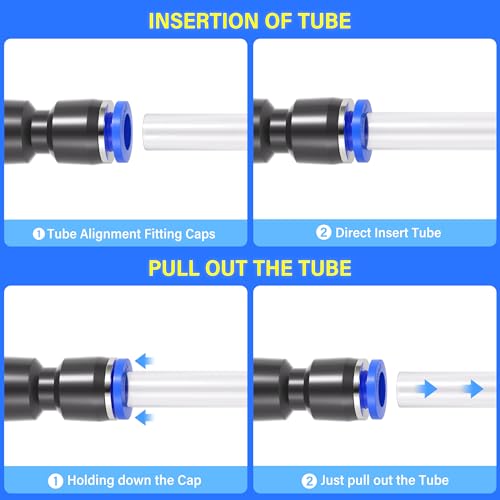 TAILONZ PNEUMATIC 50 pcs Straight Push Connectors Plastic Quick Release Connectors Air Line Fittings for 5/32 1/4 5/16 3/8 1/2Tube (2 Way) - size: 5/32''OD/1/4''OD/5/16''OD/3/8''OD/1/2''OD, style: 50PCS