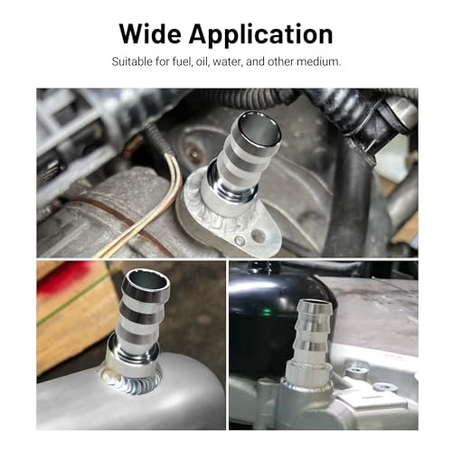 EVIL ENERGY 1/4" Weld On Hose Barb Tail Nipple On Bung Fitting Adapter Natural Aluminum 2PCS - size: 1/4 barb
