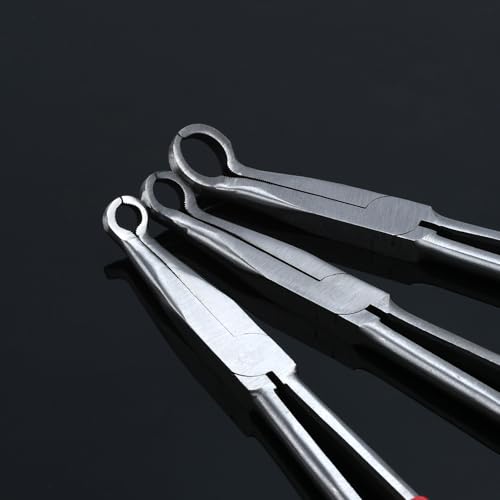 3PCS Circle Nose Pliers 11 Inch Extra Long Reach Hose Grip Pliers Set - size: 3 Pieces - 11" - Circle (0.2/0.5/0.7 in) - Red
