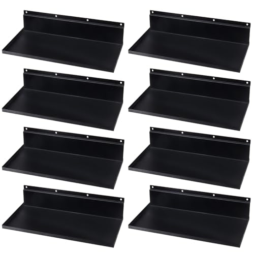 8 Pack 17×8 Inch Metal Slatwall Shelves, Black - style: 8 Pack Black