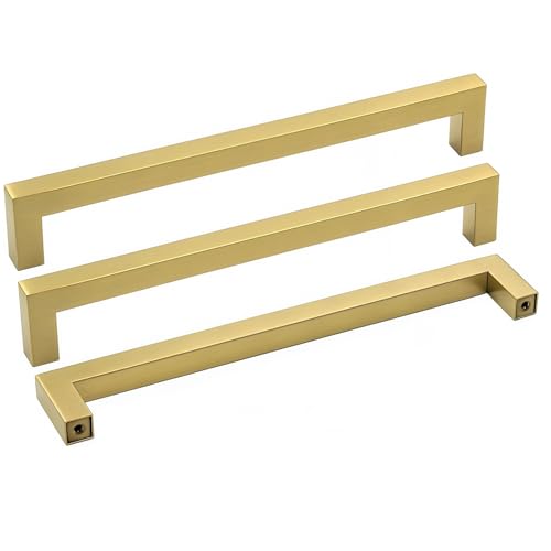 Goldenwarm 10 Pack 7-1/2 Inch Gold Cabinet Handles Brushed Cabinet Pulls - color: Gold, size: 7-1/2in Hole Centers