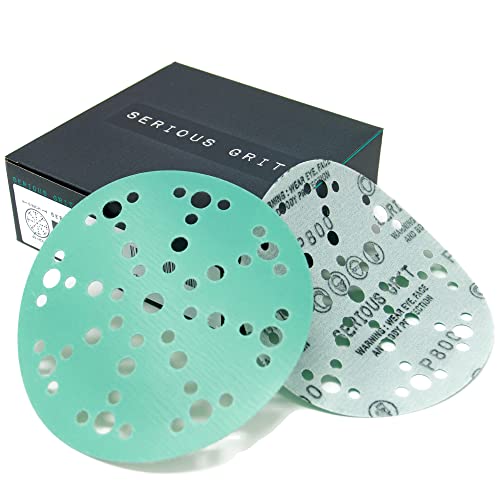 Serious Grit - 6-Inch 49-Hole P800 Grit Sanding Discs - 50 Pack Box - size: 800 Grit