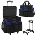SCAVATA Rolling Cleaning Caddy Bag with Detachable Trolley, Large Cleaning Supplies Organizer with Wheels, Multi-Pocket Cleaning Cart with Adjustable Shoulder Strap for Housekeepers (NavyBlue) - color: NavyBlue