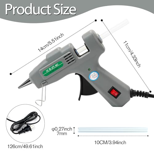 SHJADE Hot Glue Gun with 30 Glue Sticks, 20W Mini Hot Melt Gun Kit(Grey) - color: Grey-new Packaging