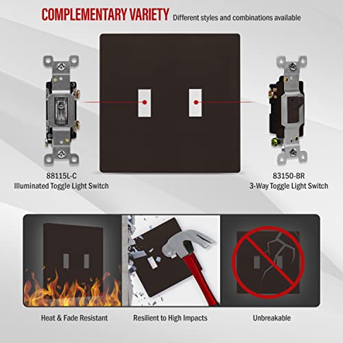 ENERLITES Screwless Double Toggle Light Switch Wall Plate Cover, Brown - color: Brown, size: Screwless