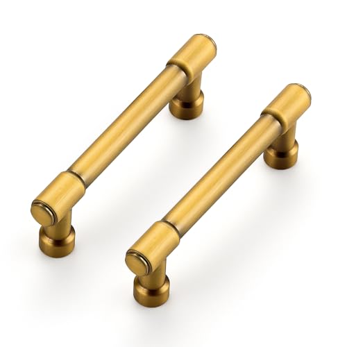 Ravinte Brushed Brass Kitchen Pulls Cabinet Handles 3 Inch 10 Pack - color: Brushed Brass, size: 3 Inches Hole Center