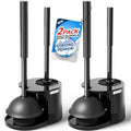 FORASTO 2Pack 2 in 1 Toilet Brush and Plunger Set, Extended Handle Plunger,Toilet Bowl Brush Plunger Set,Bathroom Cleaning Tools,Toilet Brush Plunger Combo,Cleaning Supplies，Black - color: Black, size: 2Pack