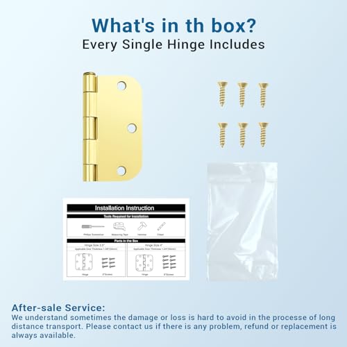 KNOBWELL 3.5" x 3.5" Polished Brass Door Hinges, Gold Door Hinges, 30 Pack - color: Polished Brass