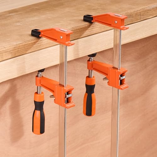 VEVOR Bar Clamps for Woodworking, 2-Pack 24 inch Opening, Lockable F-Clamp with 600 lbs Load Limit, 2-1/2 inch Depth, Cast Iron and Carbon Steel, Easy to Use, Wood Clamps for Woodworking Metal Working - size: 24"(2 Pack), style: Medium-Duty