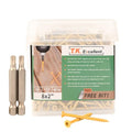 T.K.Excellent Deck Screws 2 Inch Wood Screws #8 x 2, 630 Pcs, Rust Resistant Structural Screws Tan Exterior Fence Screws Torx Drive Screws, Two T20 Bits, Brilliant Yellow Ruspert Coating Rust Proof - size: #8×2