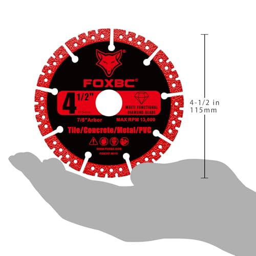 FOXBC 4-1/2 inch Diamond Blades, Multi-Purpose Metal Cutting Wheel - 3 Pack