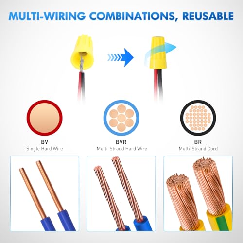 Nilight 120PCS Yellow Wire Connectors Kit 16-14 AWG Electric Wire Caps - color: 120PCS 16-14# Wire Caps