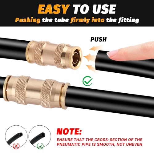 2PCS Brass DOT 5/8" Air Brake Line Fitting, Push to Connect Union - color: 2PCS DOT Push-to-Connect, size: 5/8" Od