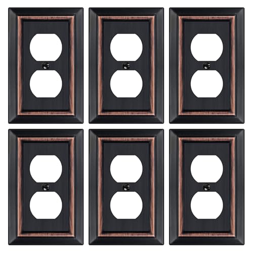 Metal Wall Plate for Electrical Outlets, Outlet Covers Wall Plate, 6 Pack - size: Duplex Outlet